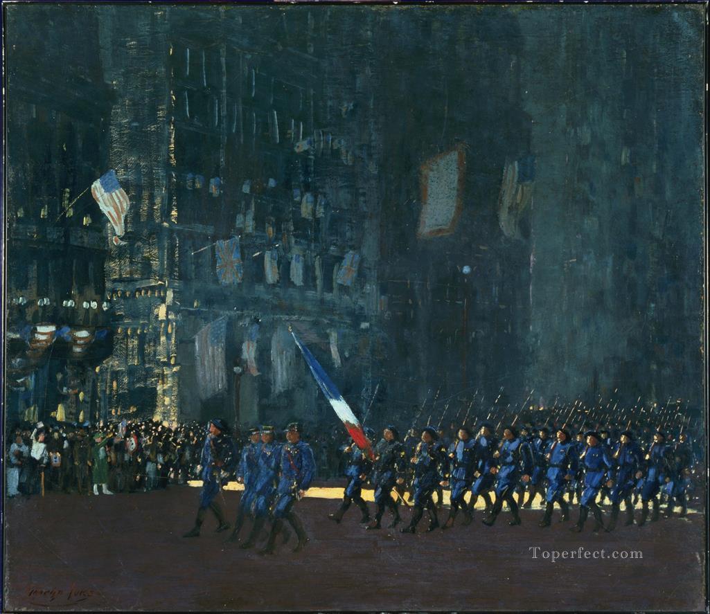 blue devils on fifth avenue 1918 George luks cityscape street scenes city Oil Paintings